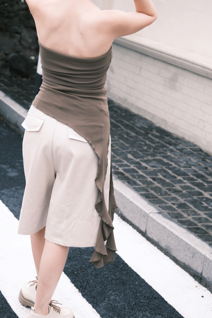 Luna Ruched Tube Top in Green
