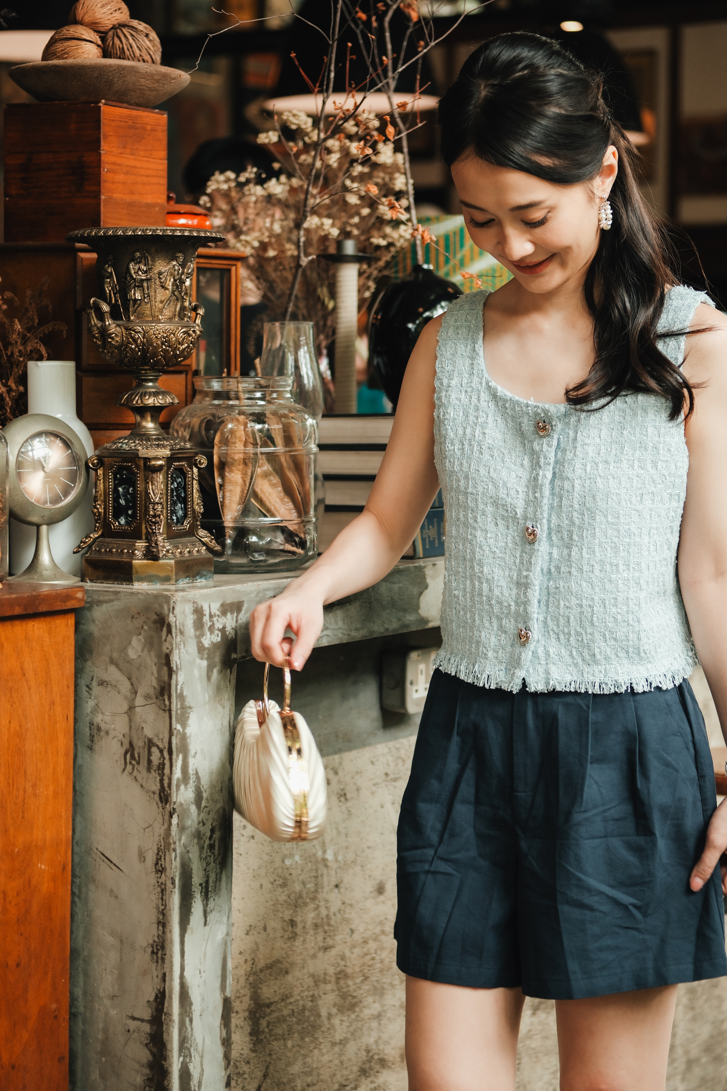 Sloane Everyday Cotton Shorts in Blue
