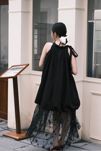 Seraphina Sheer Layered Dress in Black