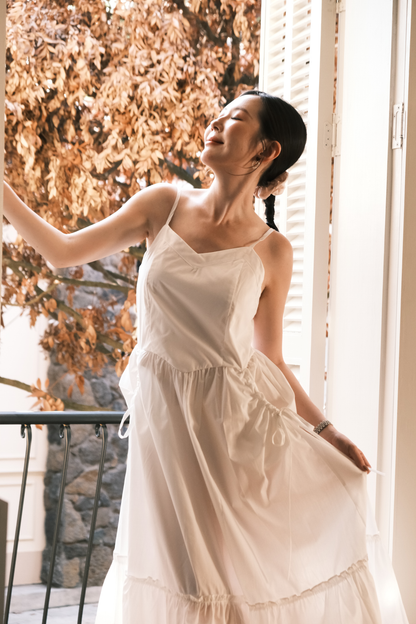 Éloise Ruffled Maxi Dress in White