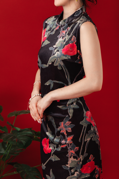 Veyna Velvet Blossom Cheongsam