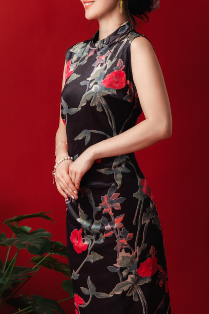 Veyna Velvet Blossom Cheongsam