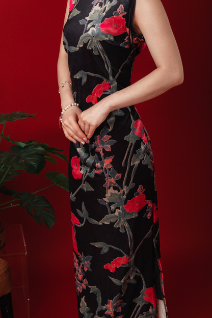 Veyna Velvet Blossom Cheongsam