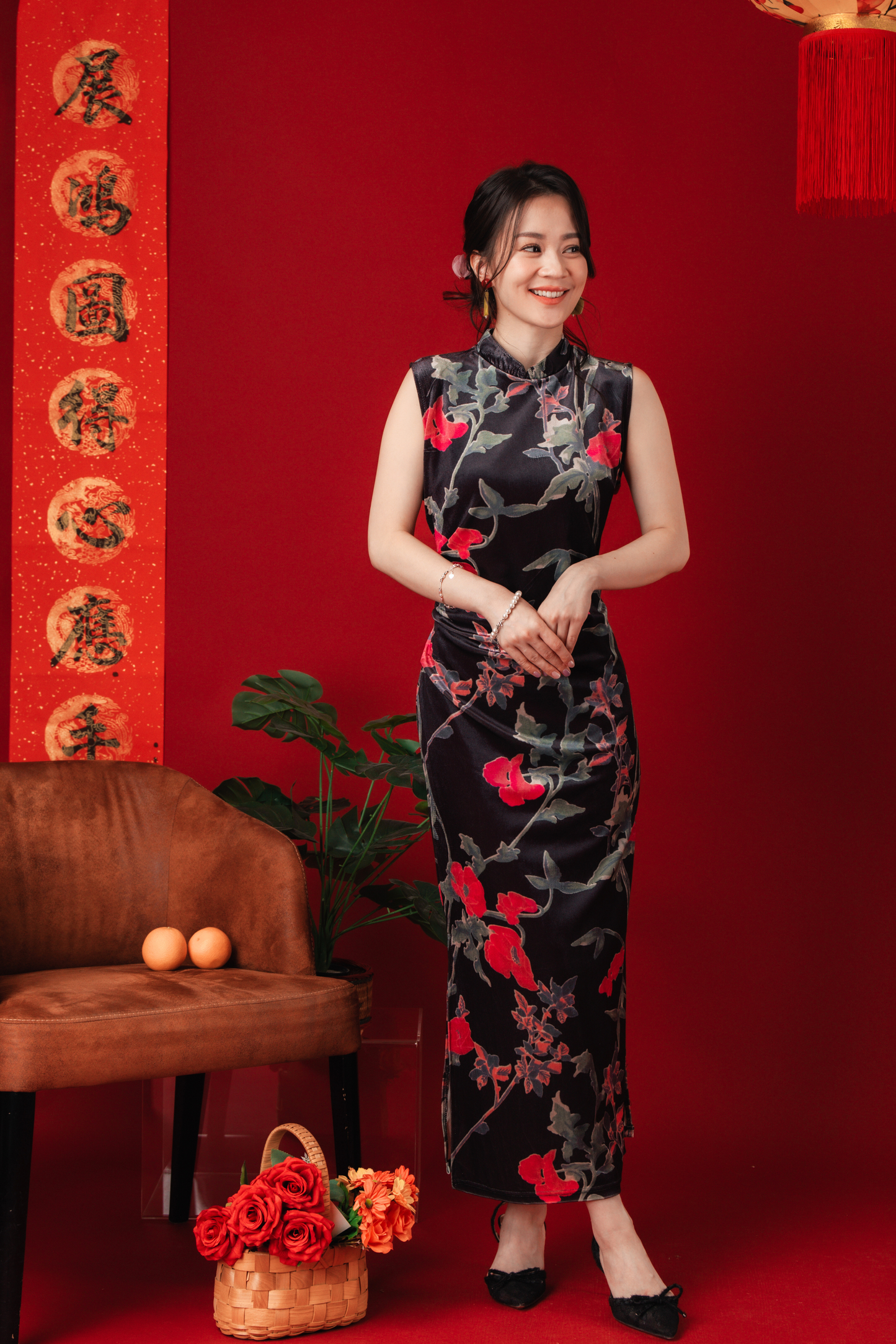 Veyna Velvet Blossom Cheongsam