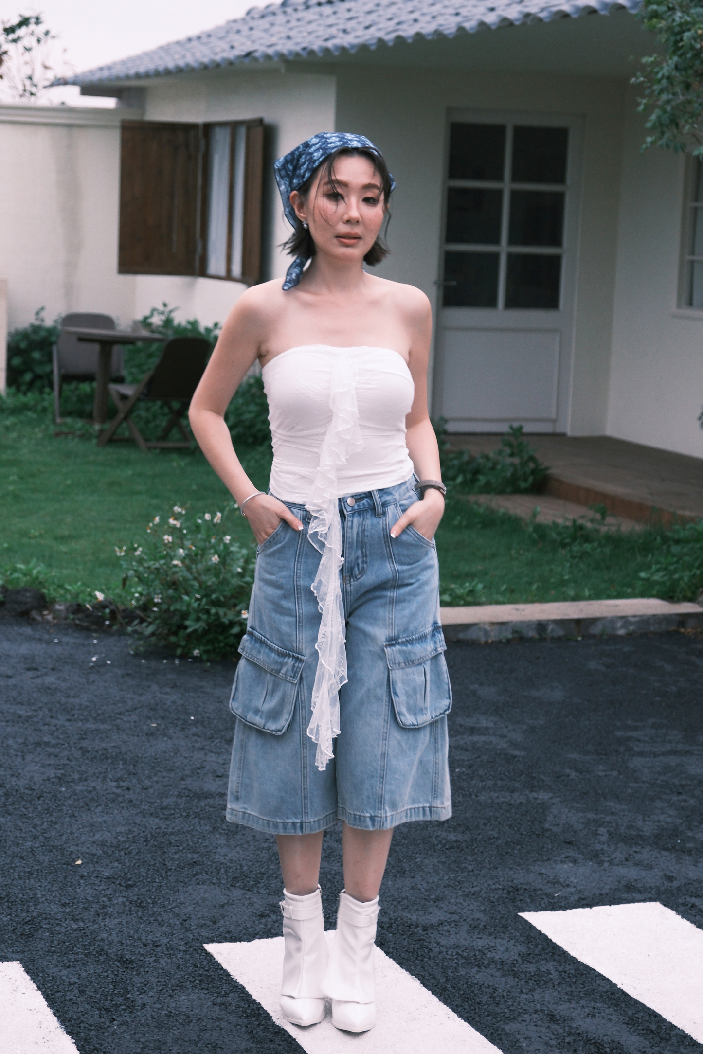 Rosalie Lace Tie Tube Top in White