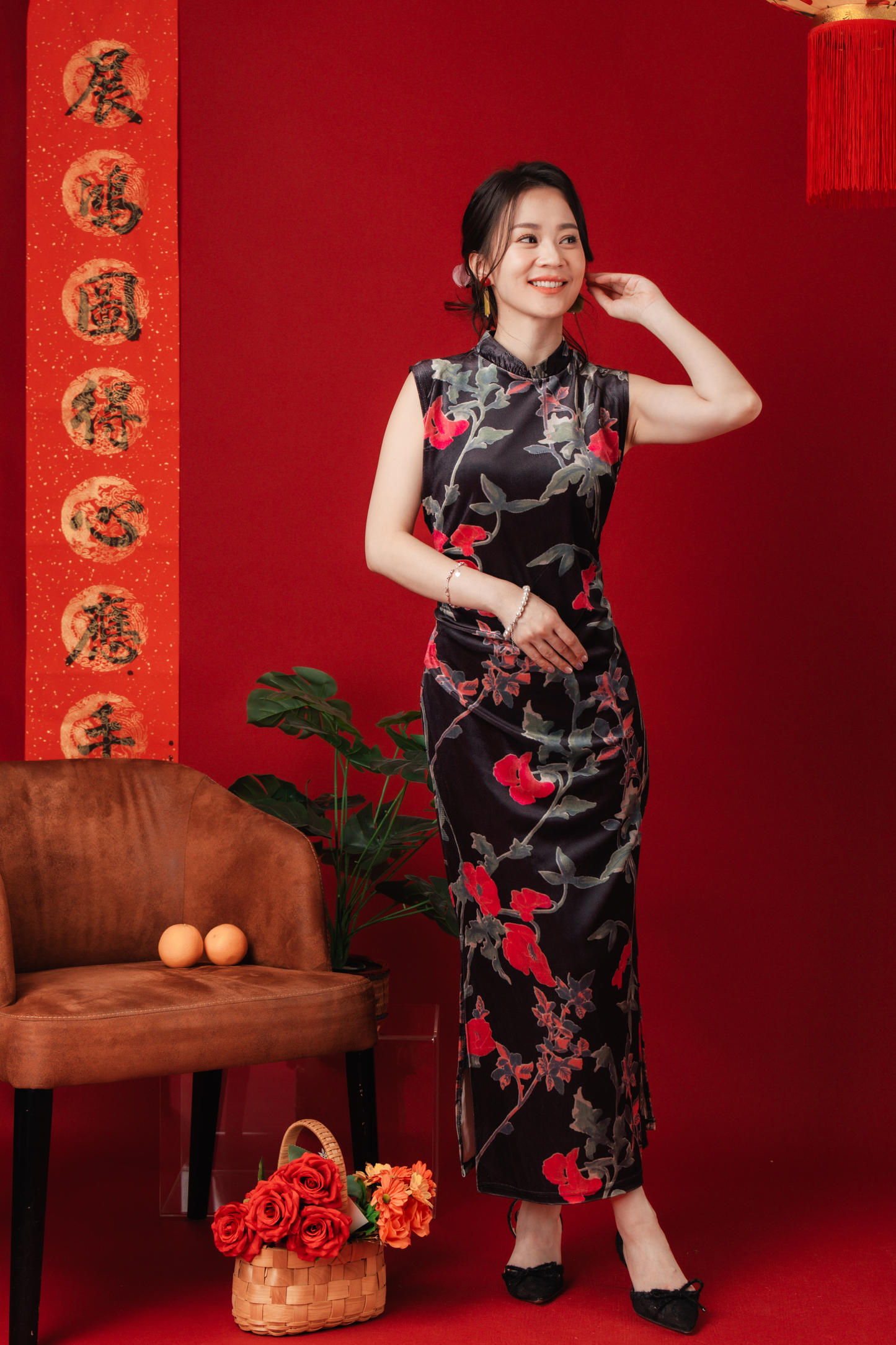 Veyna Velvet Blossom Cheongsam