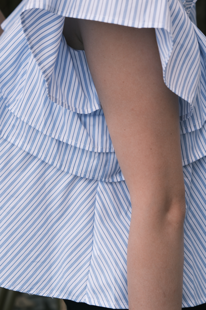 Isla Ruffle Off-Shoulder Top in Light Blue