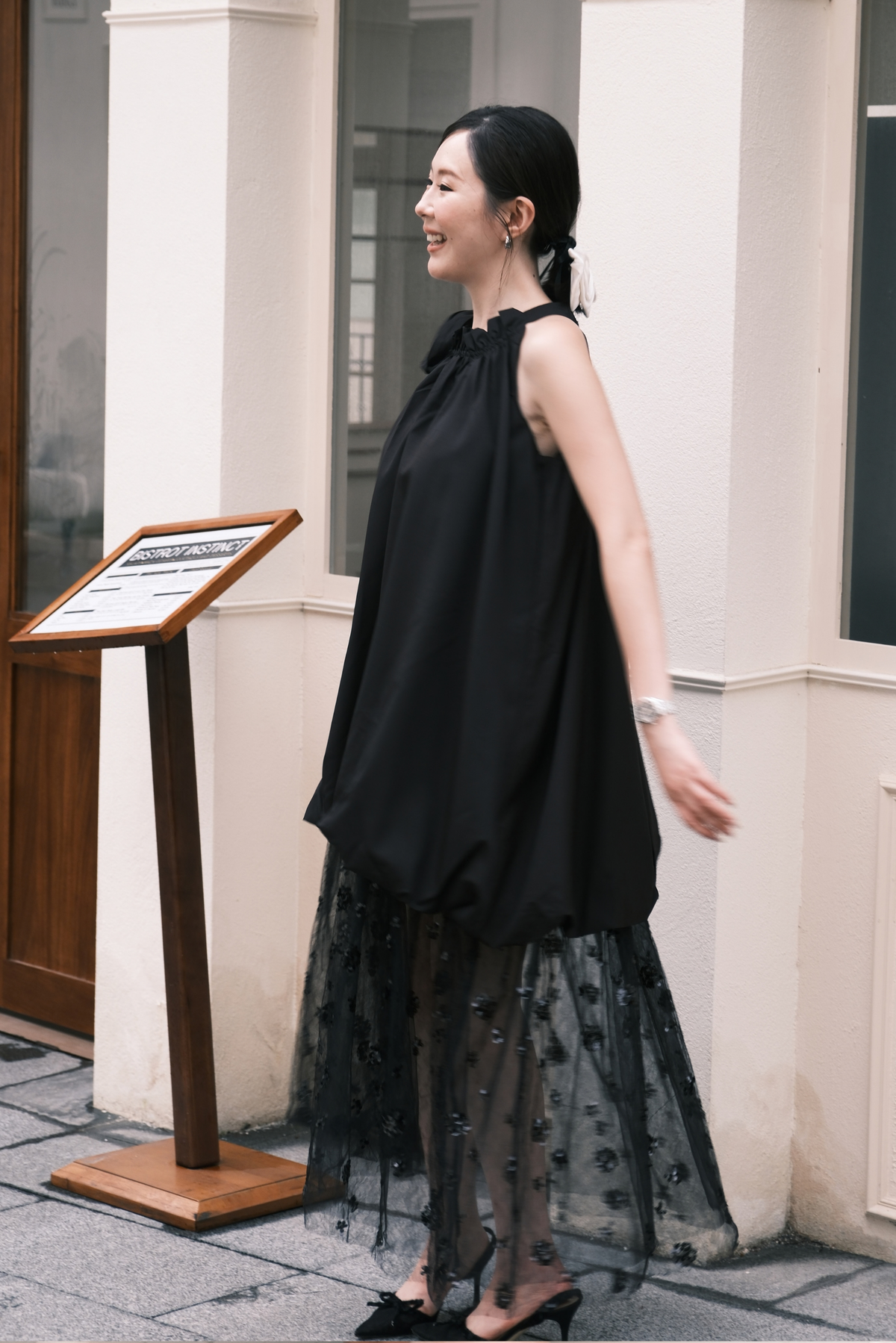 Seraphina Sheer Layered Dress in Black