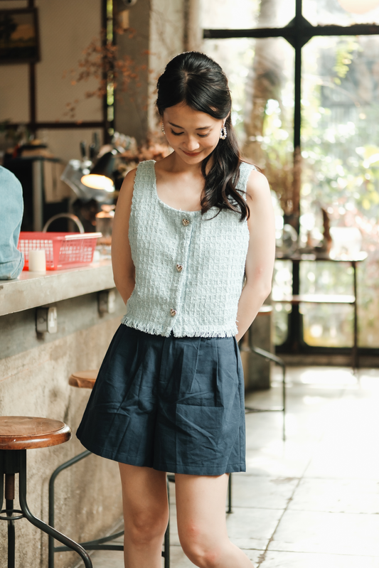 Sloane Everyday Cotton Shorts in Blue