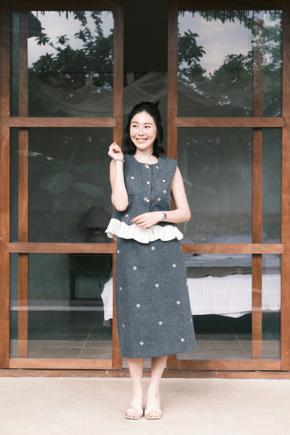 Colette Top & Skirt Set in Grey