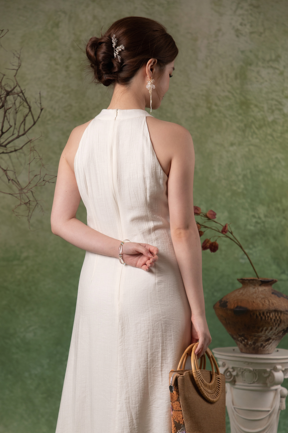 Liana Ruffle Dress in Champagne