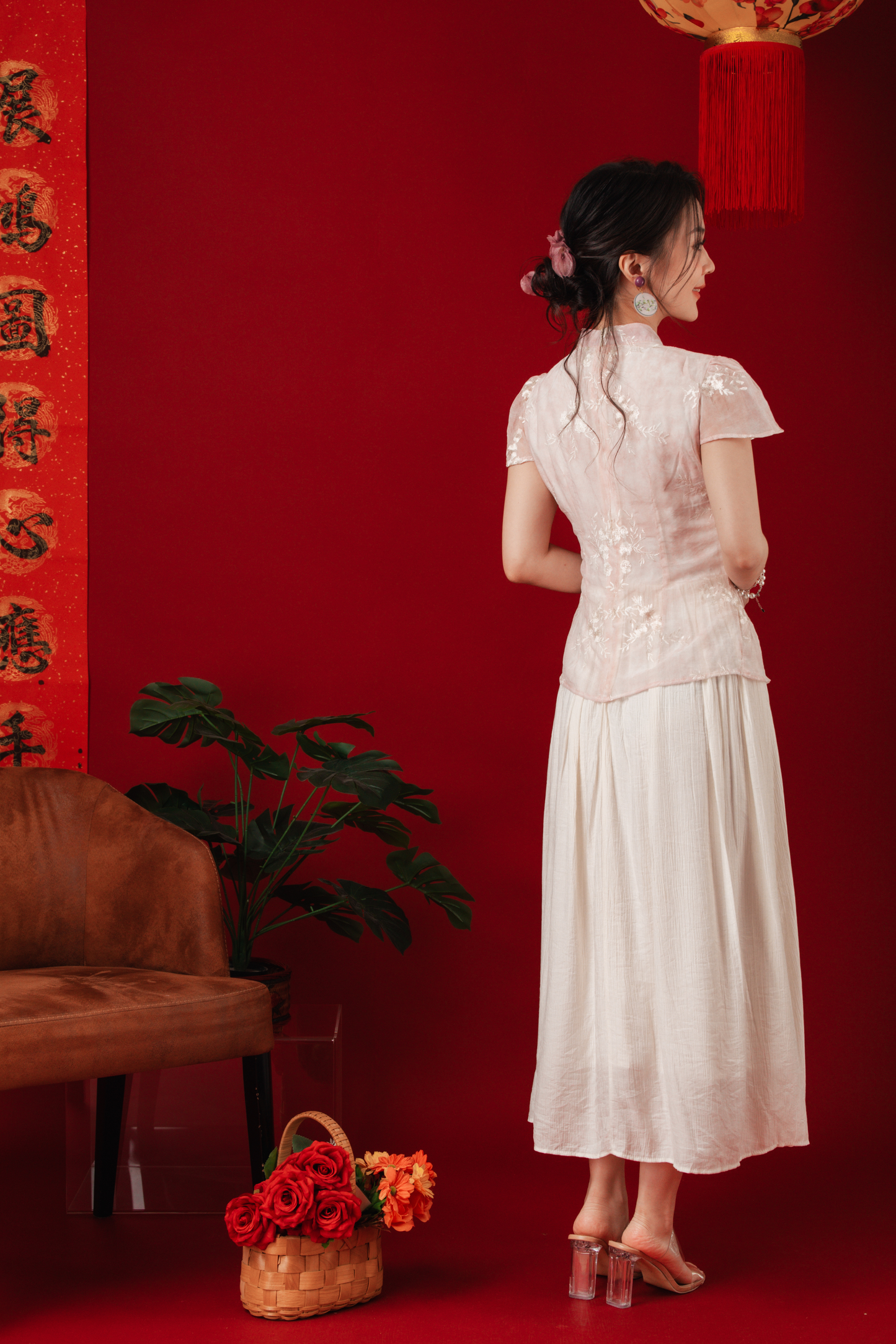 Elise Embroidered Layered Cheongsam Dress (In-Stock)