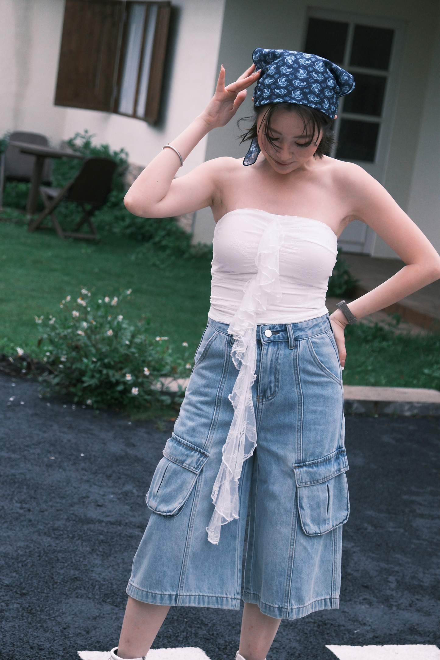 Rosalie Lace Tie Tube Top in White