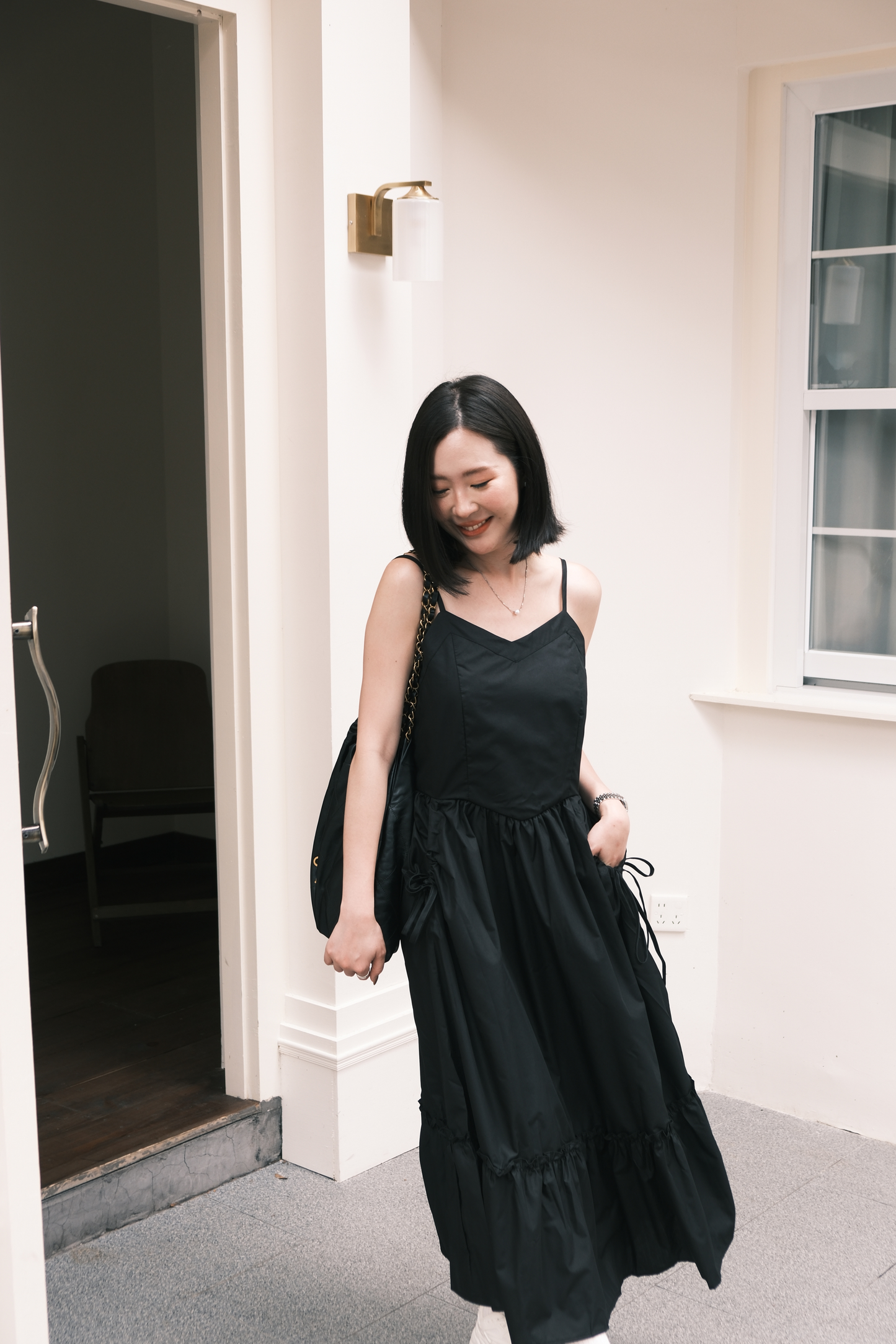 Éloise Ruffled Maxi Dress in Black