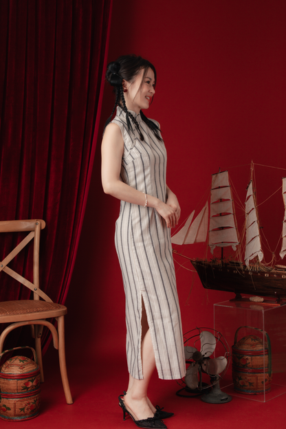 Clara Stripe Cheongsam Dress (In-Stock)