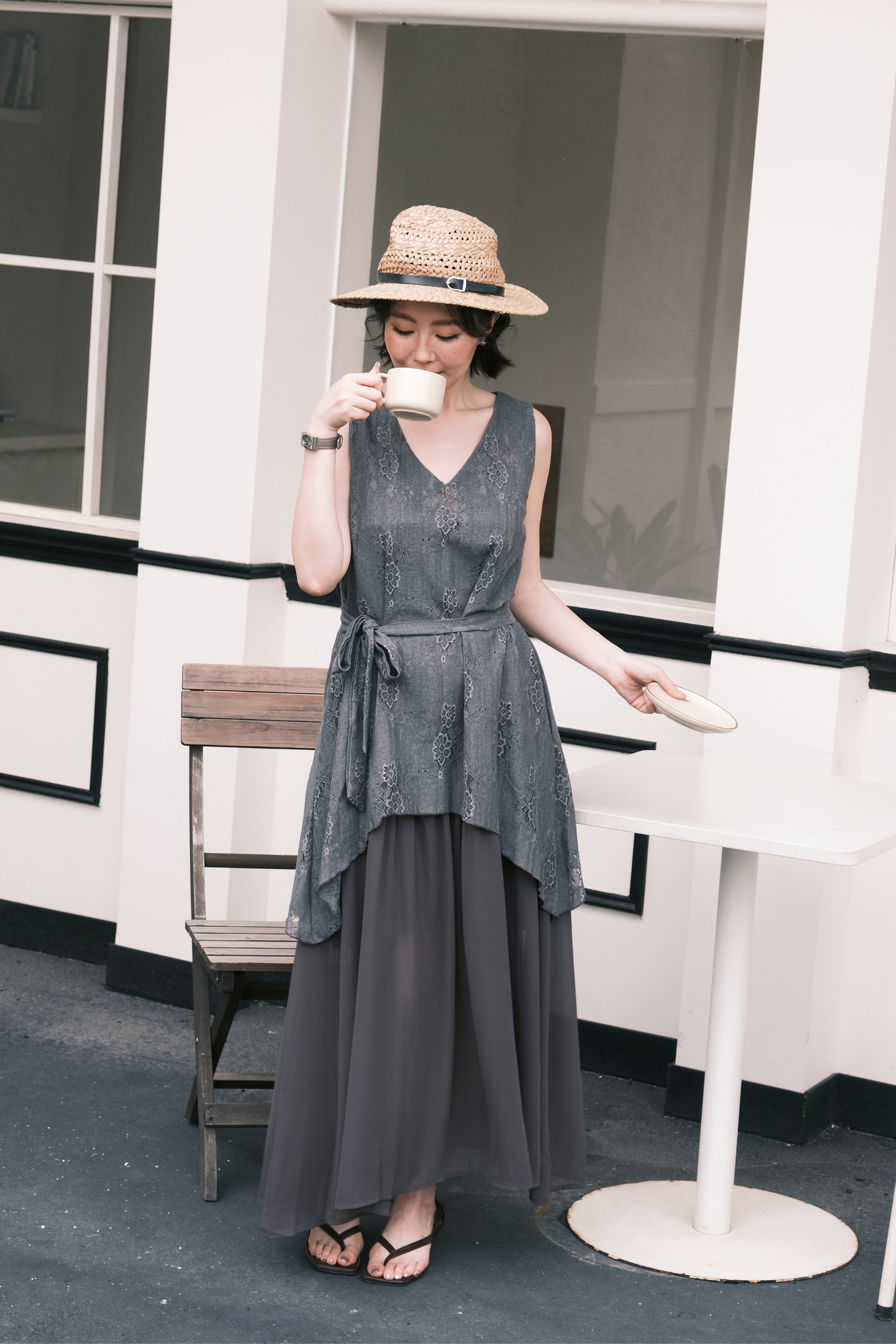 Isolde Layered Dress in Grey