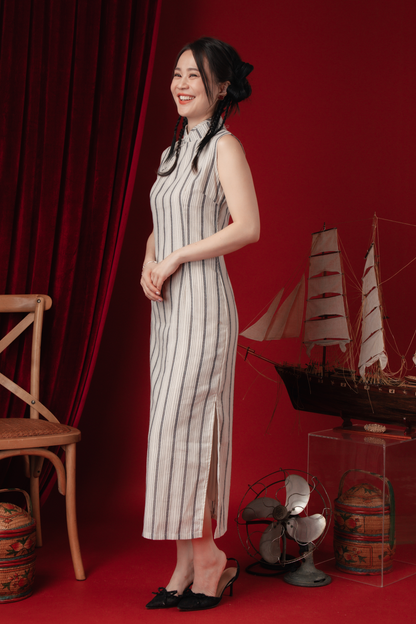Clara Stripe Cheongsam Dress (In-Stock)