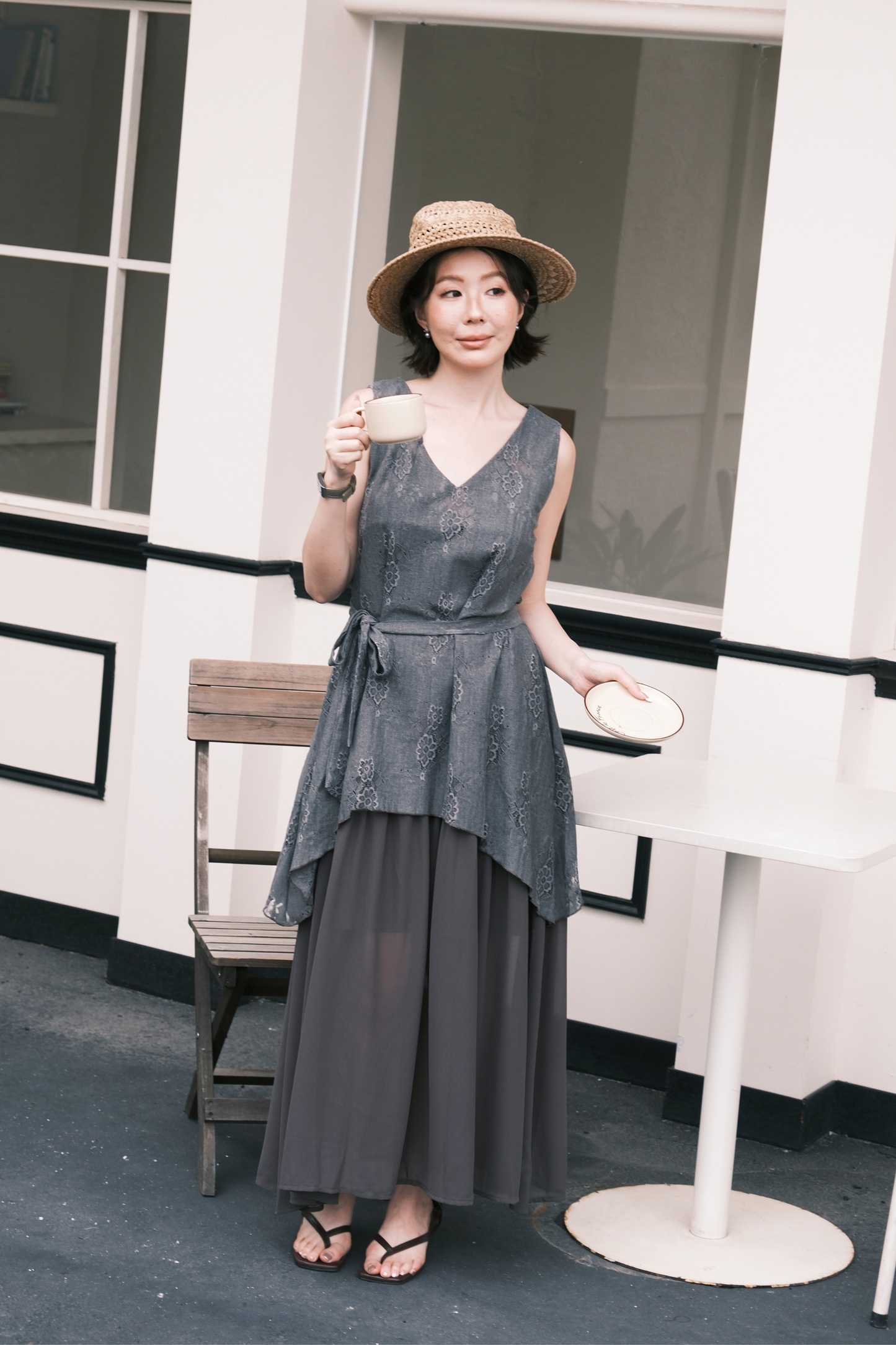 Isolde Layered Dress in Grey