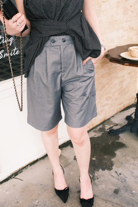 Diane Pleated Bermudas in Grey