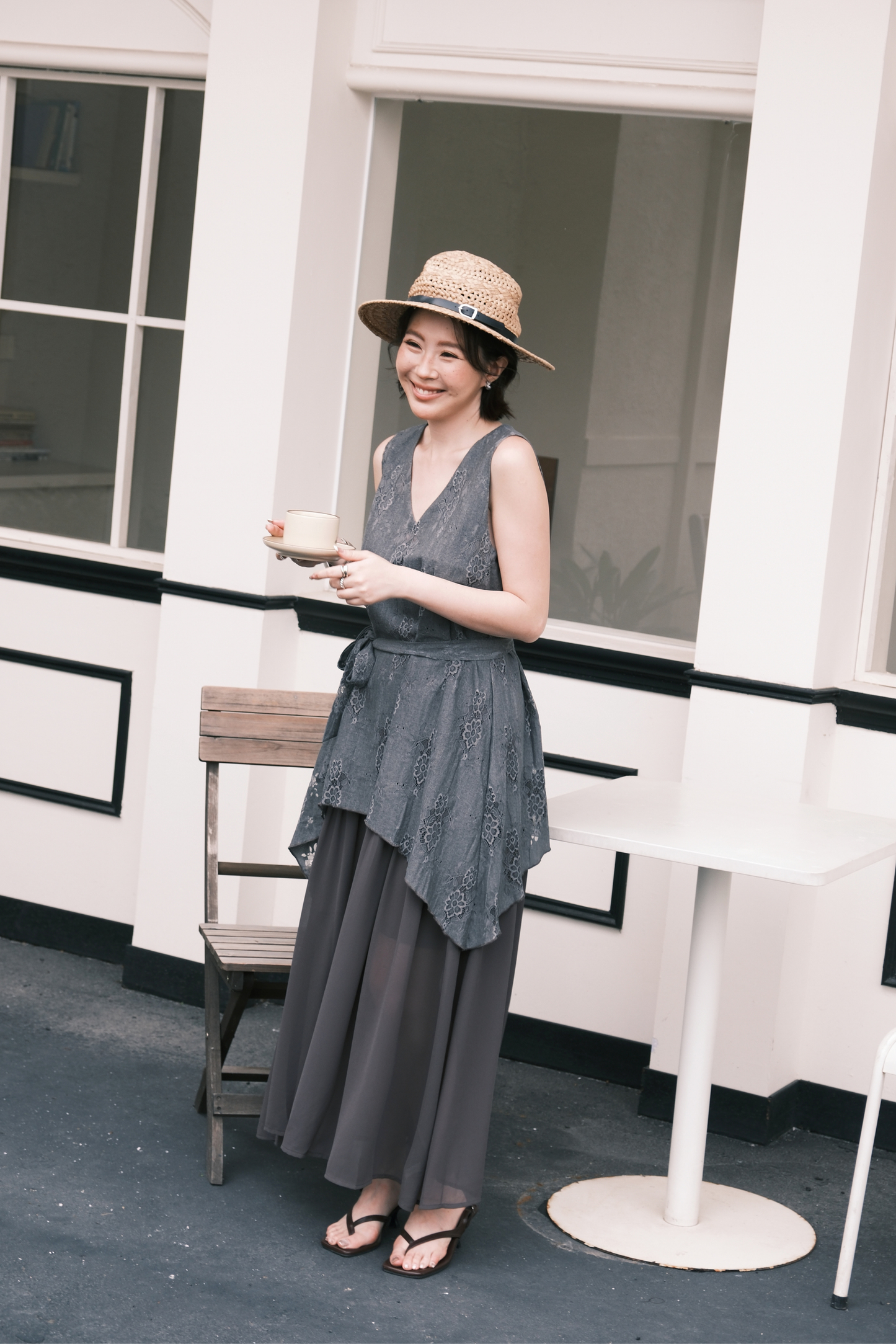 Isolde Layered Dress in Grey