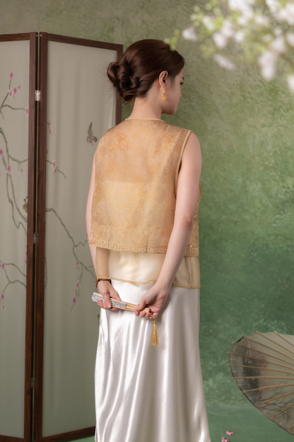 Gilded Sleeveless Cheongsam Top in Gold