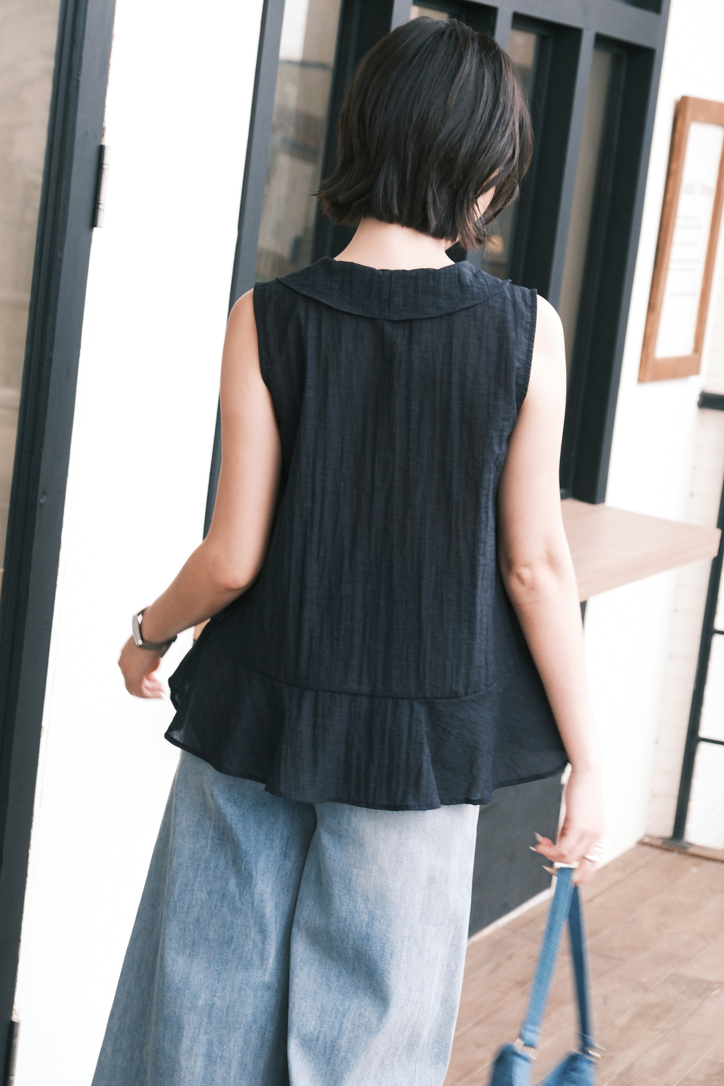 Arabella Ruffle Top in Dark Blue