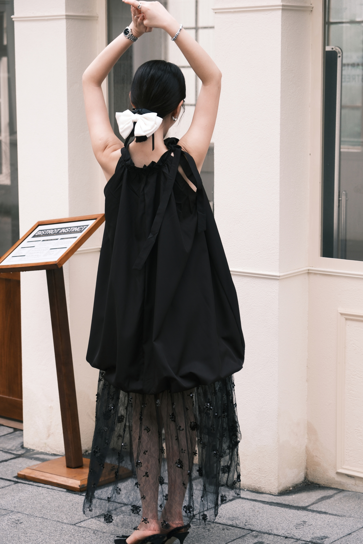 Seraphina Sheer Layered Dress in Black