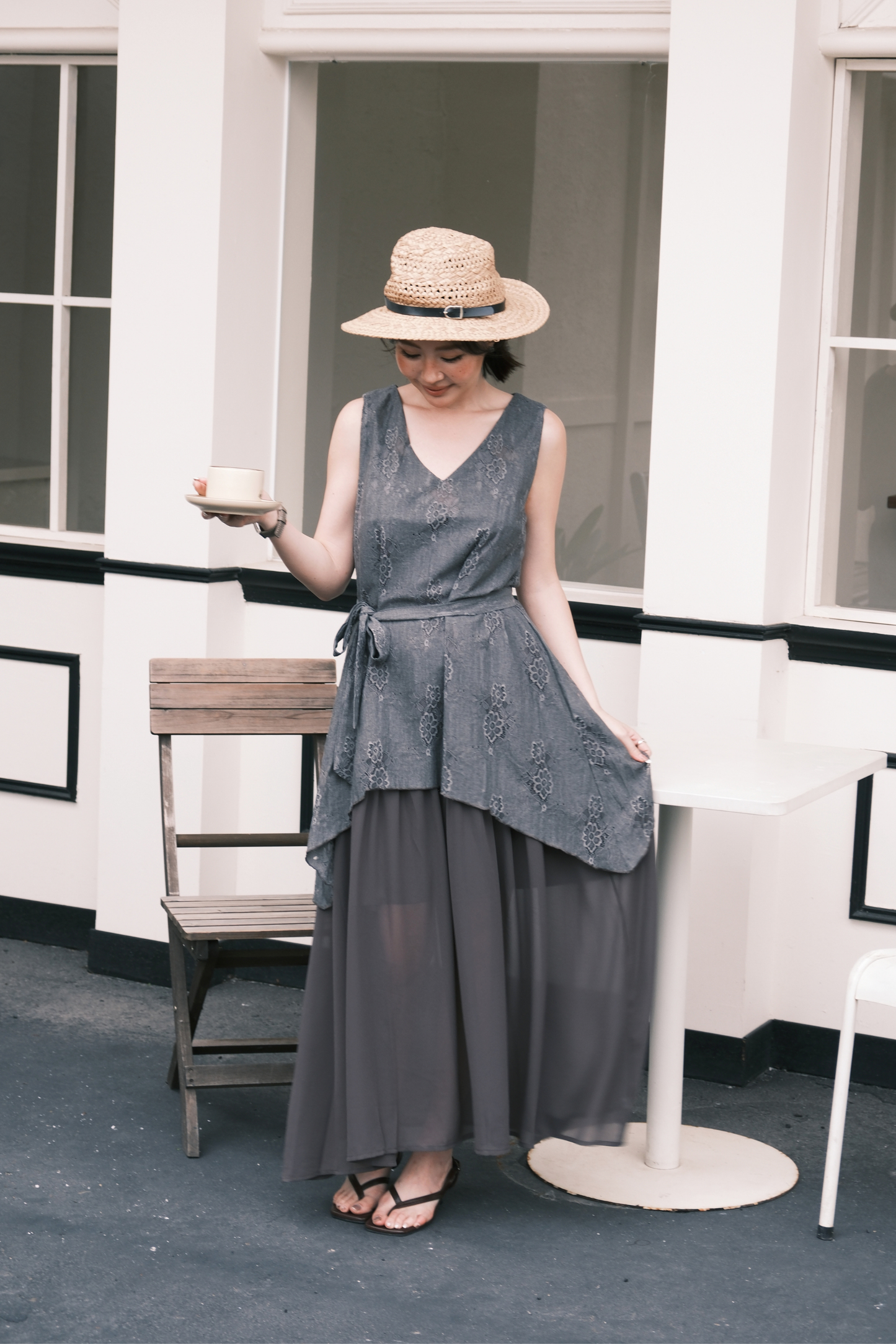 Isolde Layered Dress in Grey
