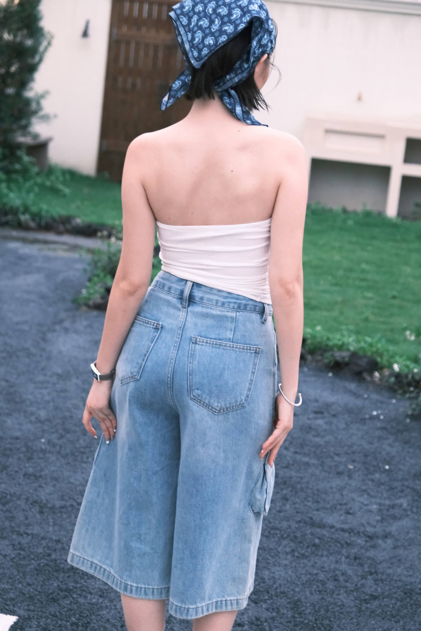 Noémie Pocket Denim Jorts In Blue