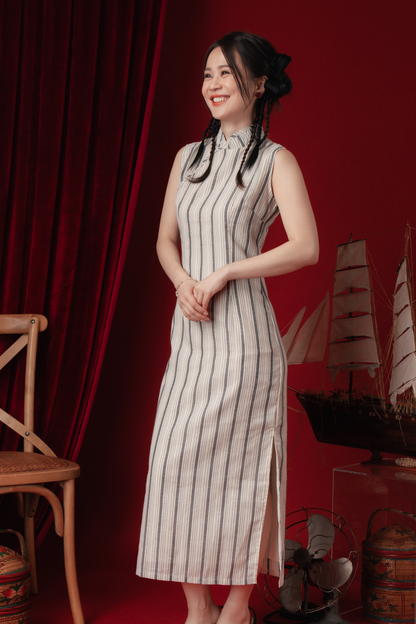 Clara Stripe Cheongsam Dress (In-Stock)