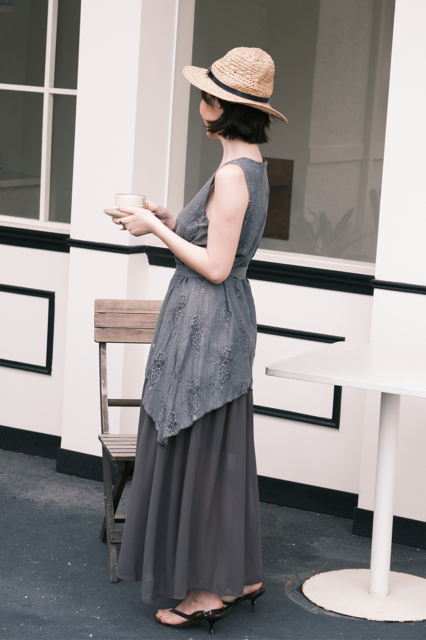 Isolde Layered Dress in Grey