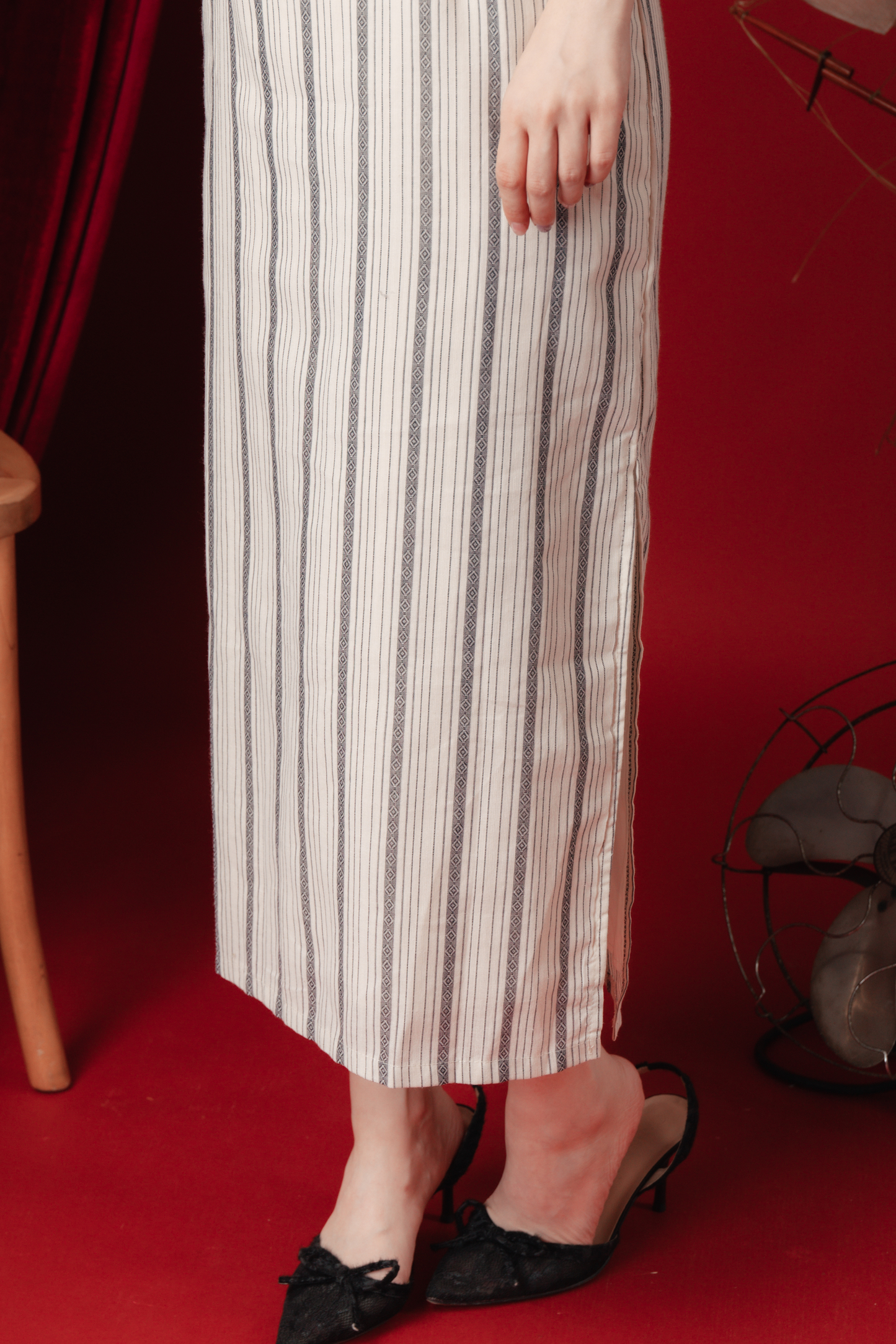 Clara Stripe Cheongsam Dress (In-Stock)