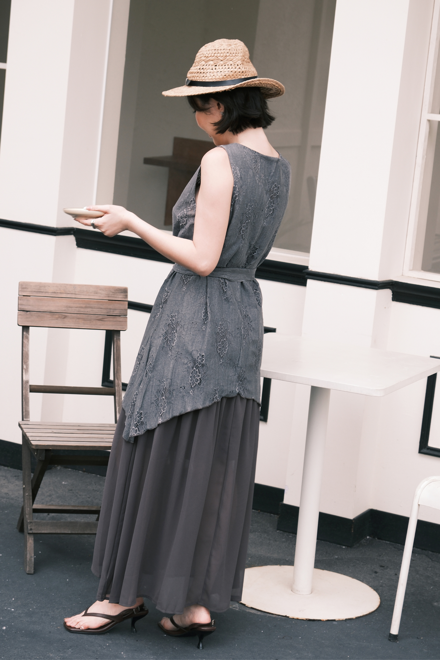 Isolde Layered Dress in Grey