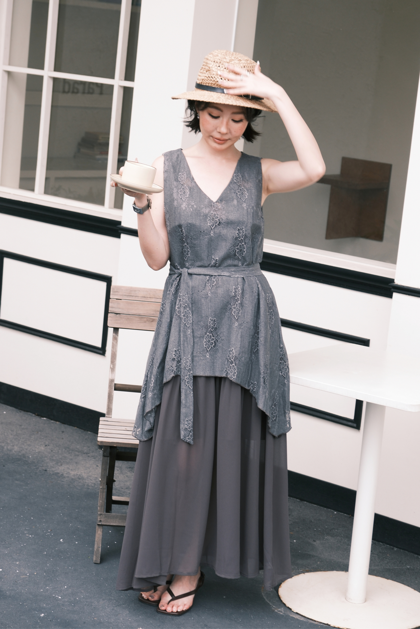 Isolde Layered Dress in Grey