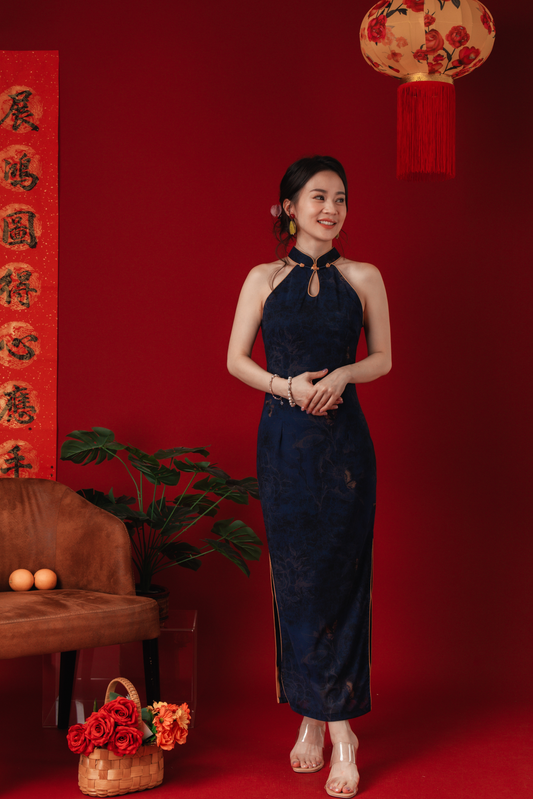 Midnight Orchid Cheongsam Dress