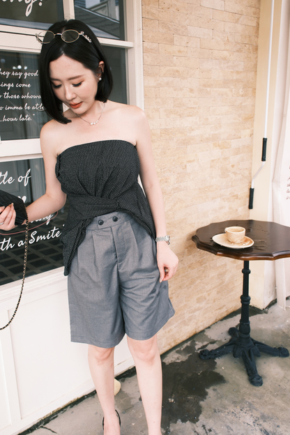 Diane Pleated Bermudas in Grey