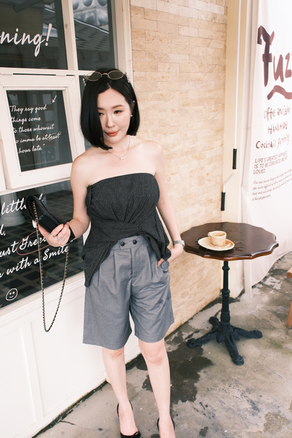Diane Pleated Bermudas in Grey