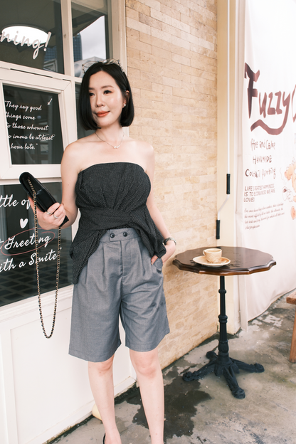 Diane Pleated Bermudas in Grey
