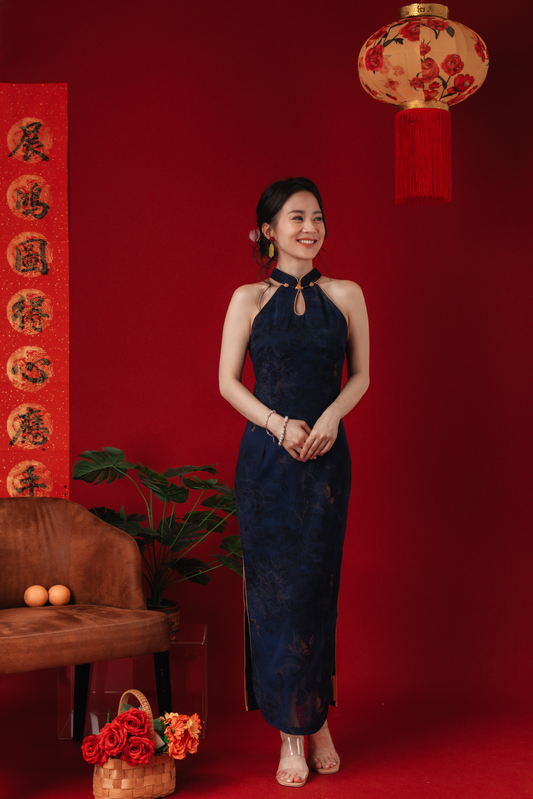 Midnight Orchid Cheongsam Dress