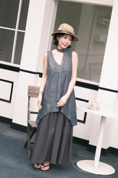 Isolde Layered Dress in Grey