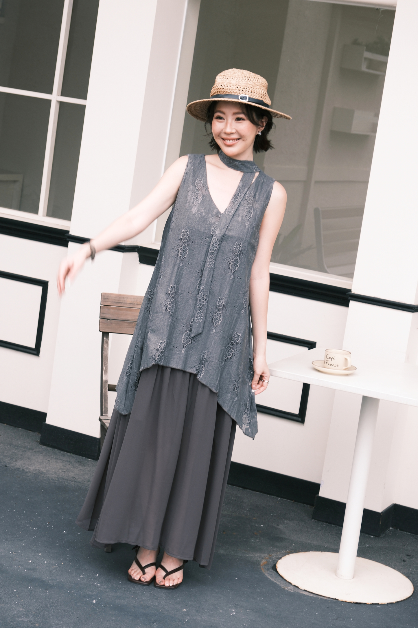 Isolde Layered Dress in Grey