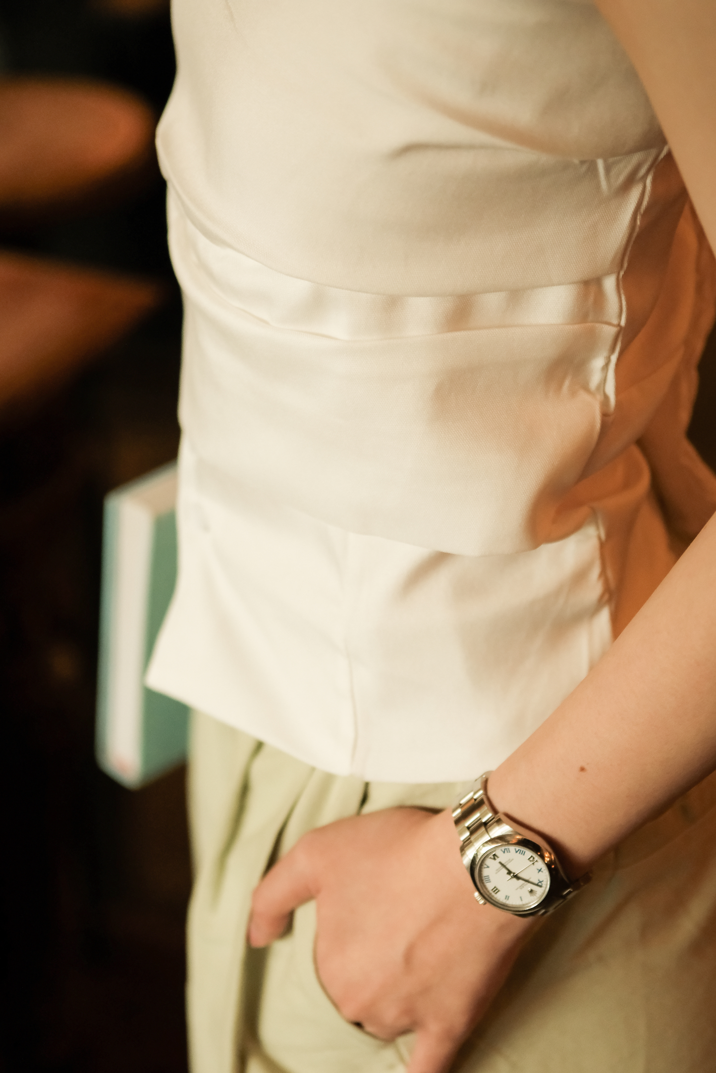 Isaline Ruched Back Tube Blouse in White