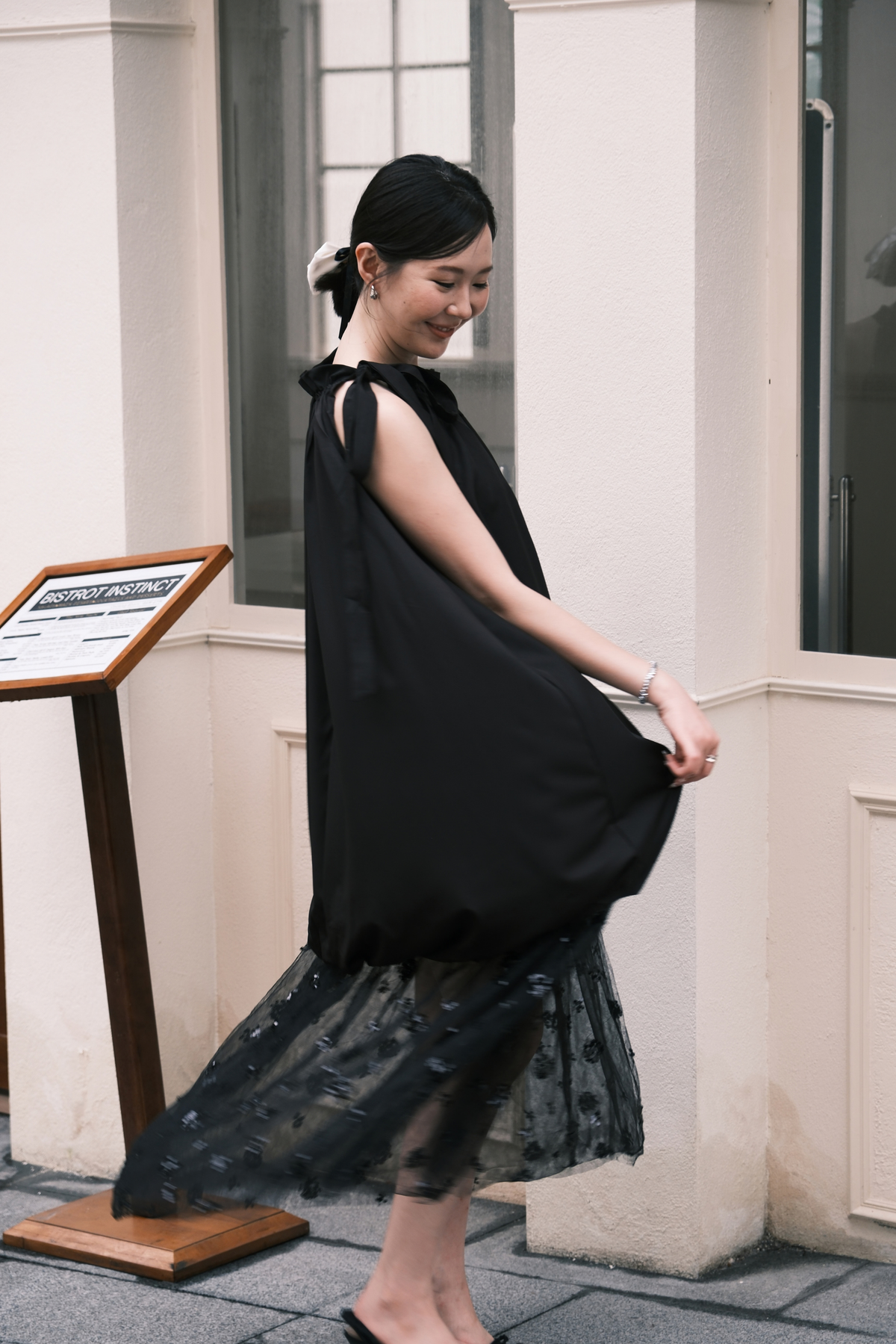 Seraphina Sheer Layered Dress in Black