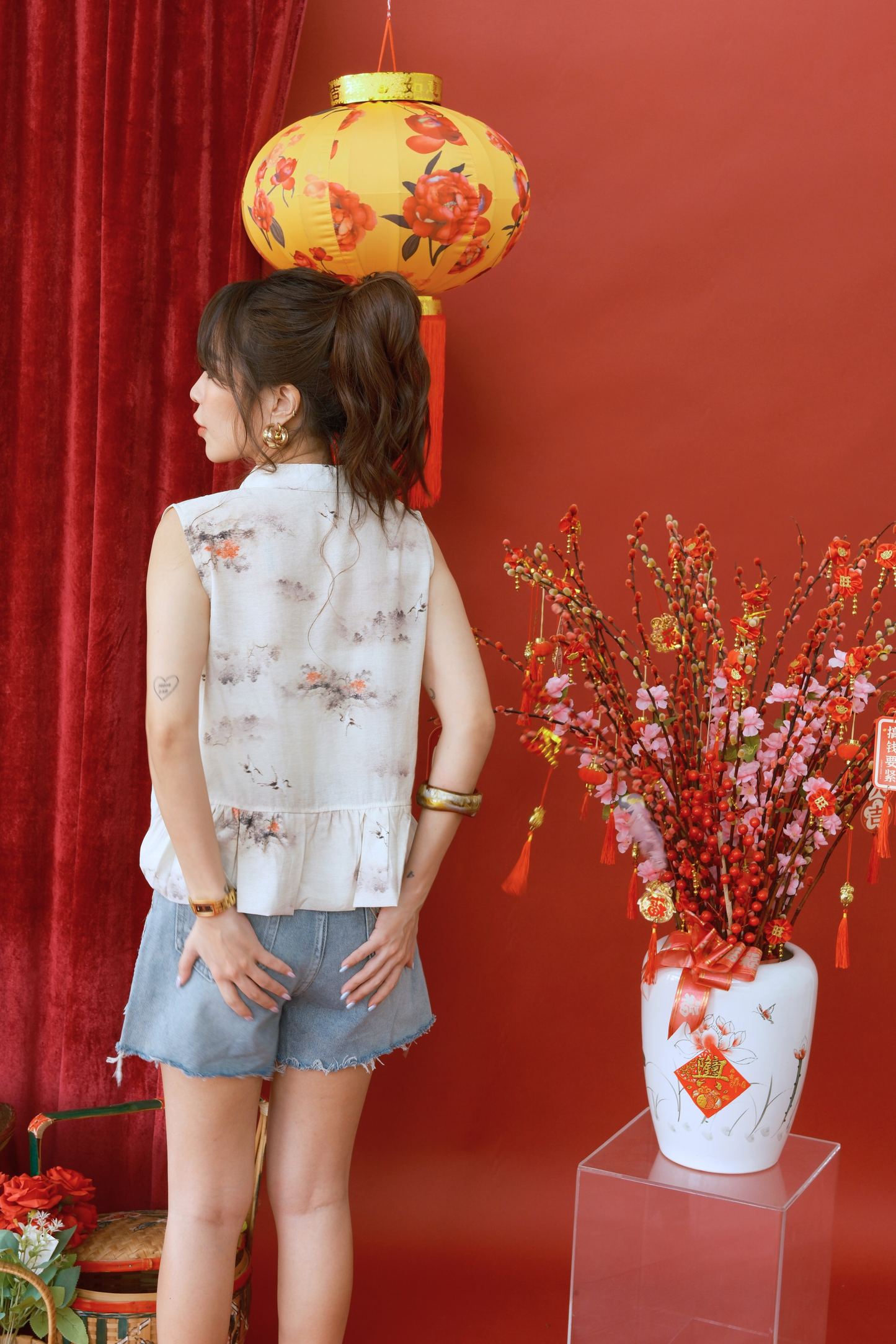 Nova Embroidered High-Rise Denim Shorts (In-Stock)