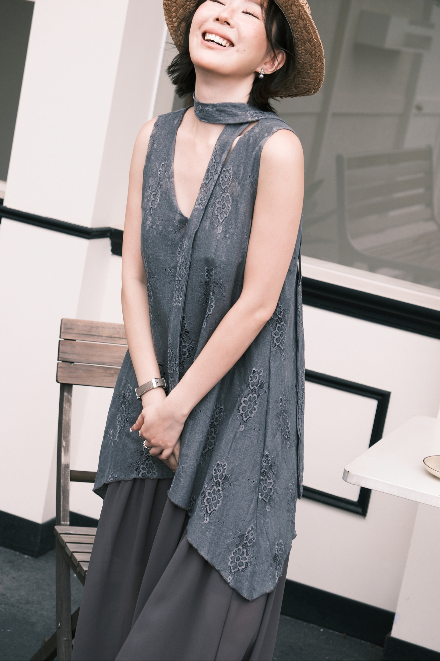 Isolde Layered Dress in Grey