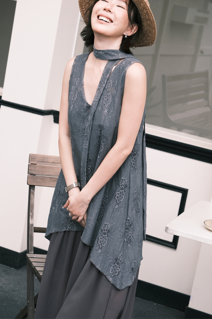 Isolde Layered Dress in Grey