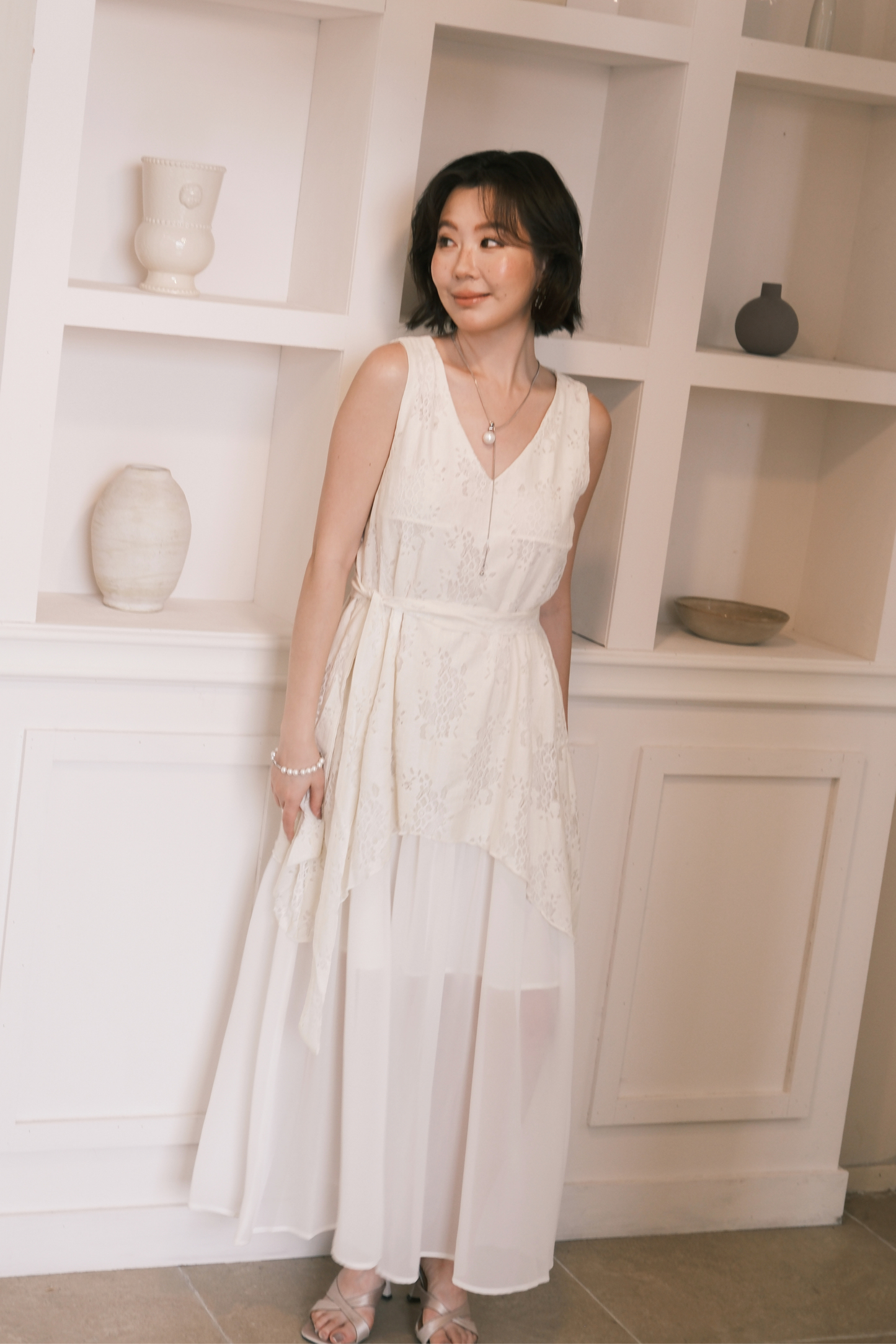 Isolde Layered Dress in Cream