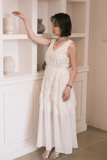 Isolde Layered Dress in Cream