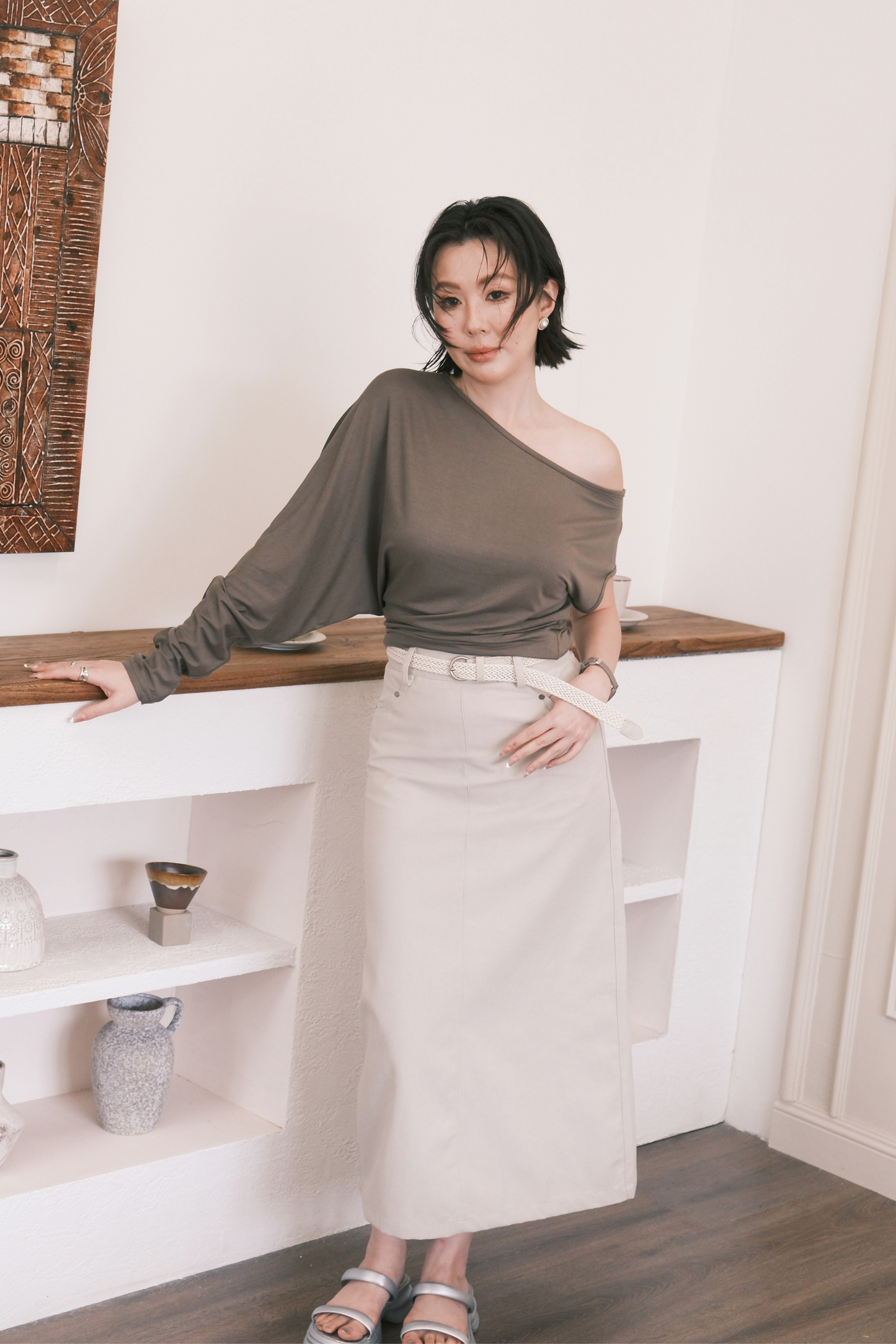 Noa Midi Skirt in Cream