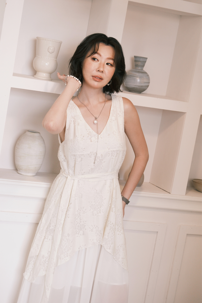 Isolde Layered Dress in Cream